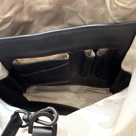 Dagne Dover Ava Bucket Bone Onyx Snap Divided Compartment Leather Shoulder Bag - Picture 5 of 12